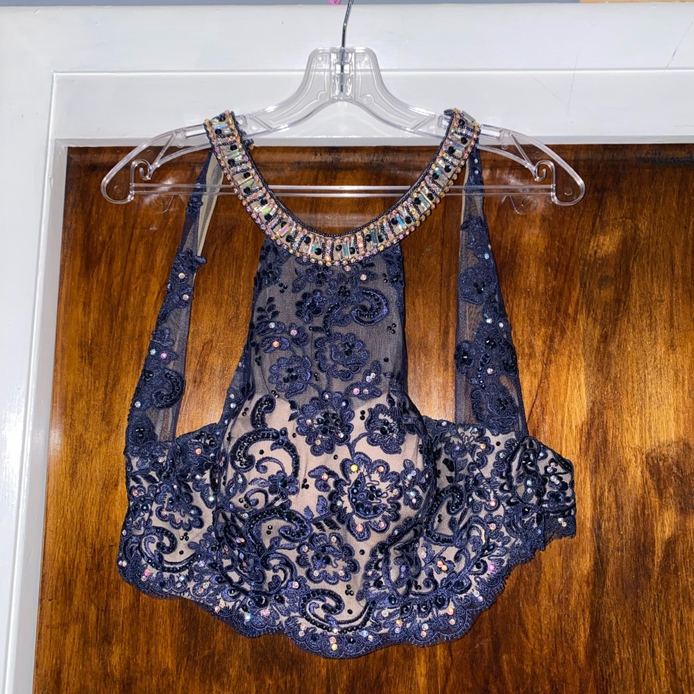 Alyce Paris two piece navy blue prom dress - Picture 5 of 12